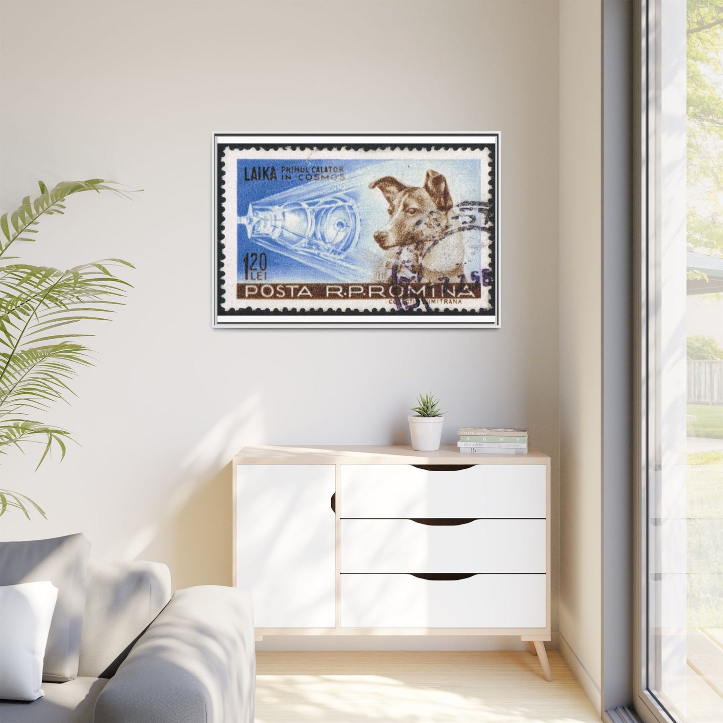 Laika Postcard Stamp Frame: A Tribute to the First Space Pioneer!