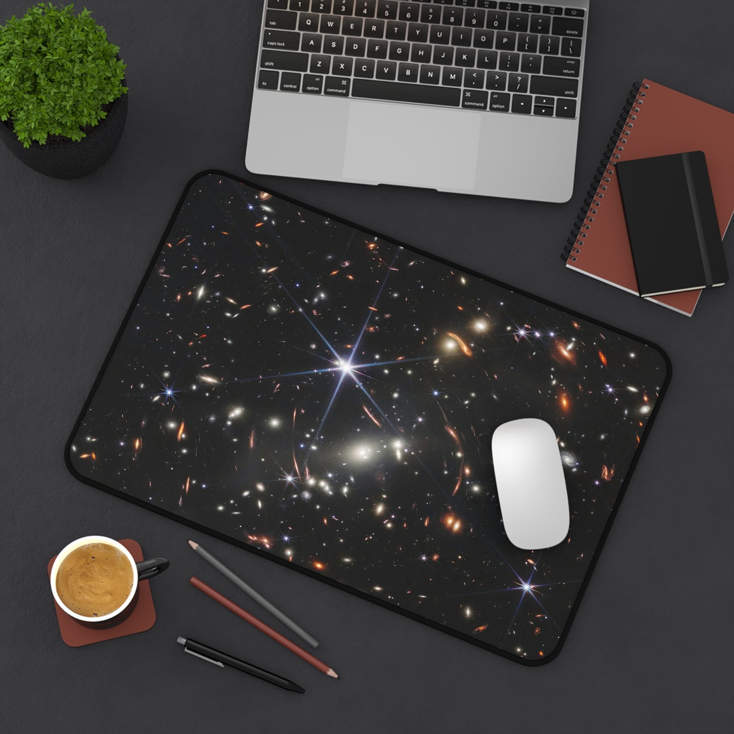 James Webb Deep Field Galaxy Desk Mat