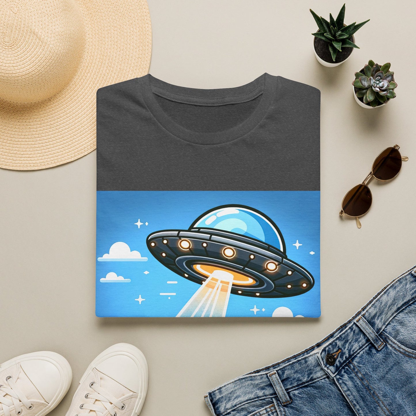 UFO Bear Abduction, Unisex Softstyle T-Shirt