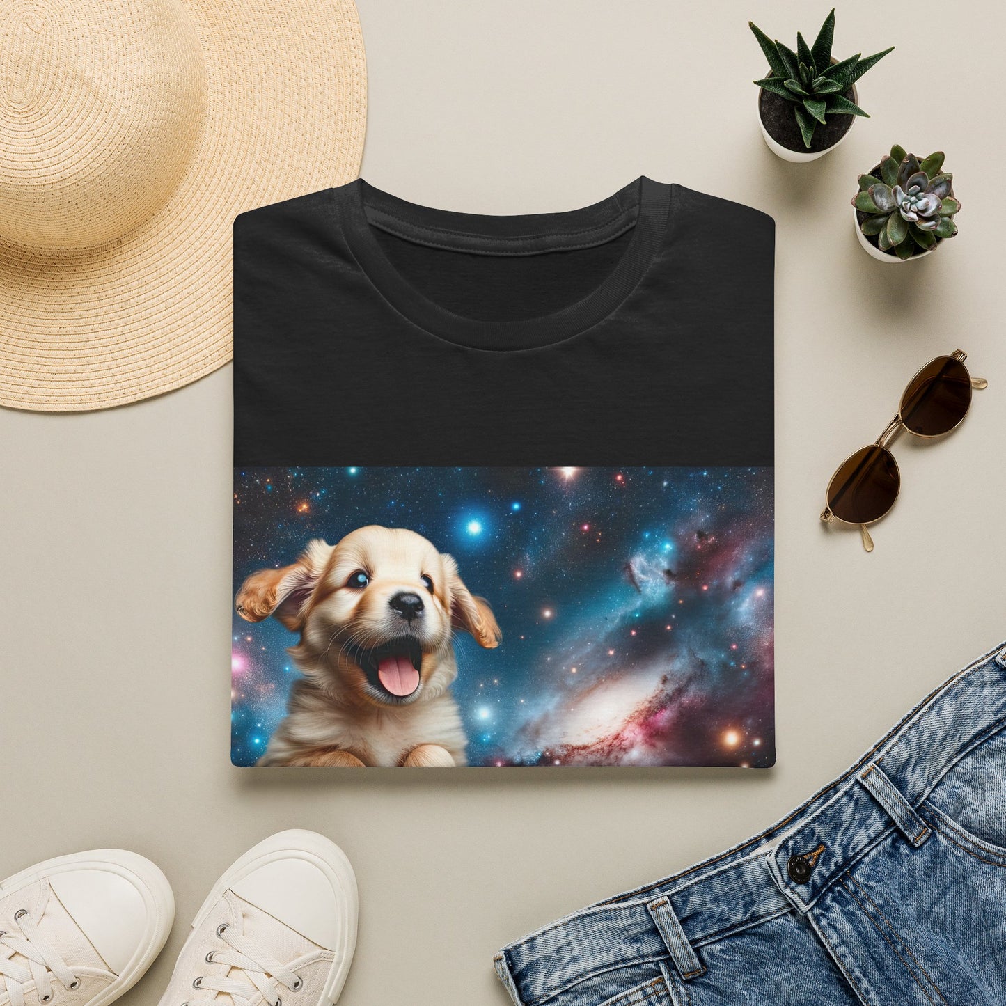 Space Puppy ~ Unisex Softstyle T-Shirt, Cosmic Doggo, Flying Pupper, Good Boi Achieves Escape Velocity