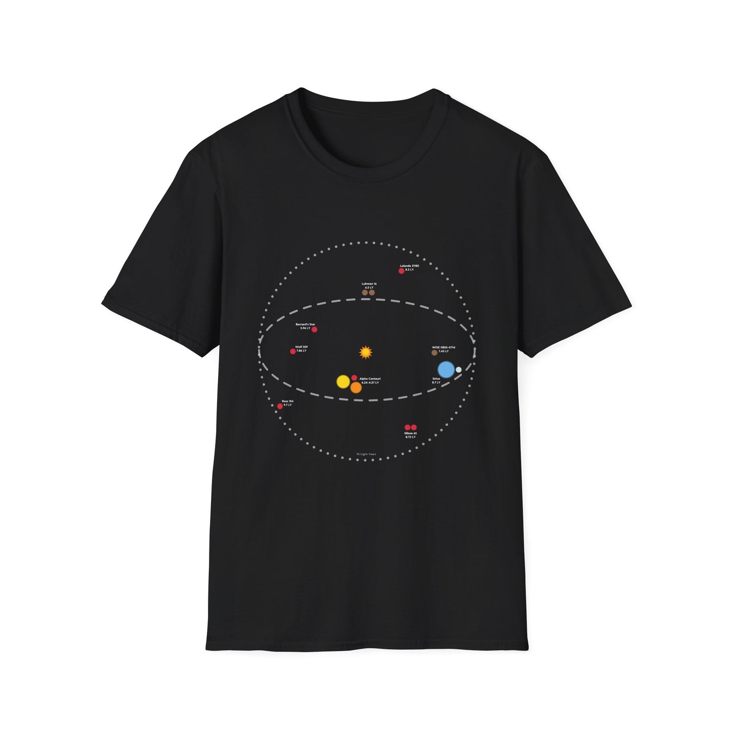 Closest Systems Star Map Shirt ~ Astronomy Space Travel Exploration NASA Interstellar Spacefaring Kardashev Future Generation Ships Galaxy