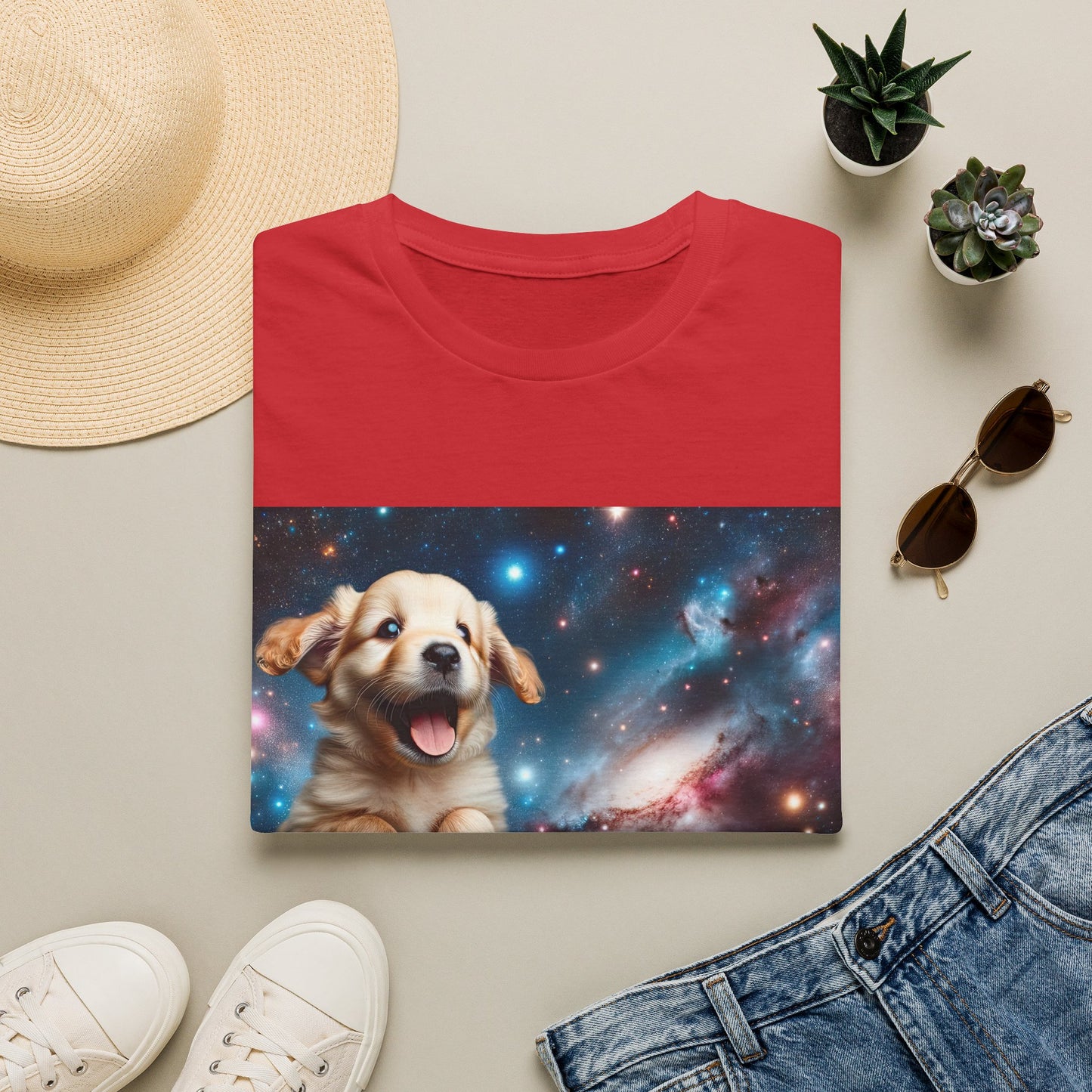 Space Puppy ~ Unisex Softstyle T-Shirt, Cosmic Doggo, Flying Pupper, Good Boi Achieves Escape Velocity