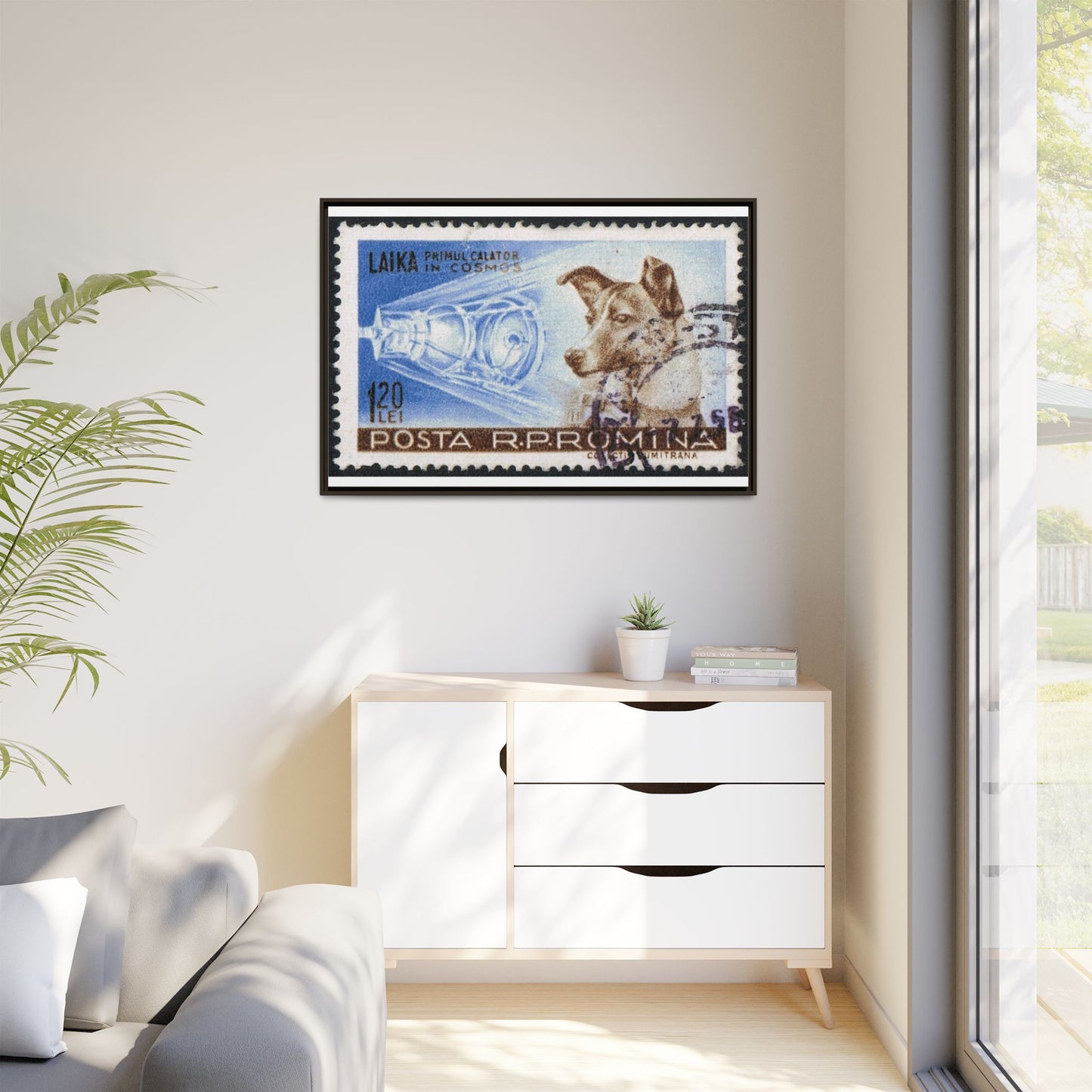 Laika Postcard Stamp Frame: A Tribute to the First Space Pioneer!