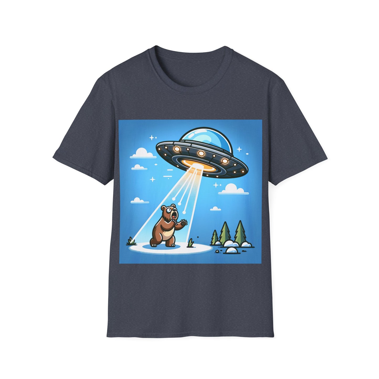 UFO Bear Abduction, Unisex Softstyle T-Shirt