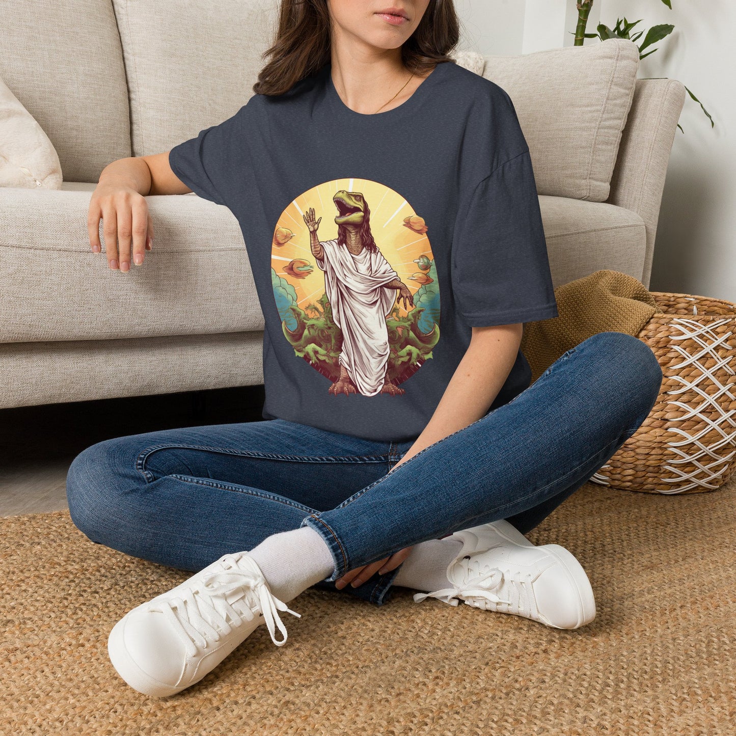 Dinosaur Jesus ~ Unisex Softstyle T-Shirt, Dinos, Jesus, UFOs