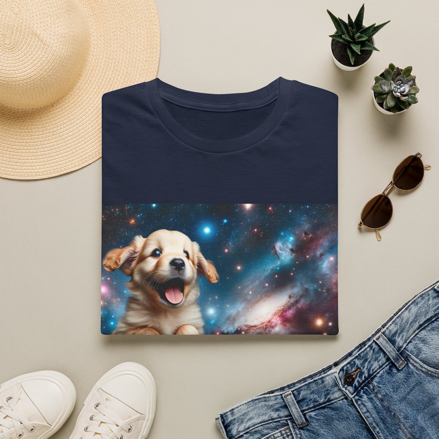 Space Puppy ~ Unisex Softstyle T-Shirt, Cosmic Doggo, Flying Pupper, Good Boi Achieves Escape Velocity