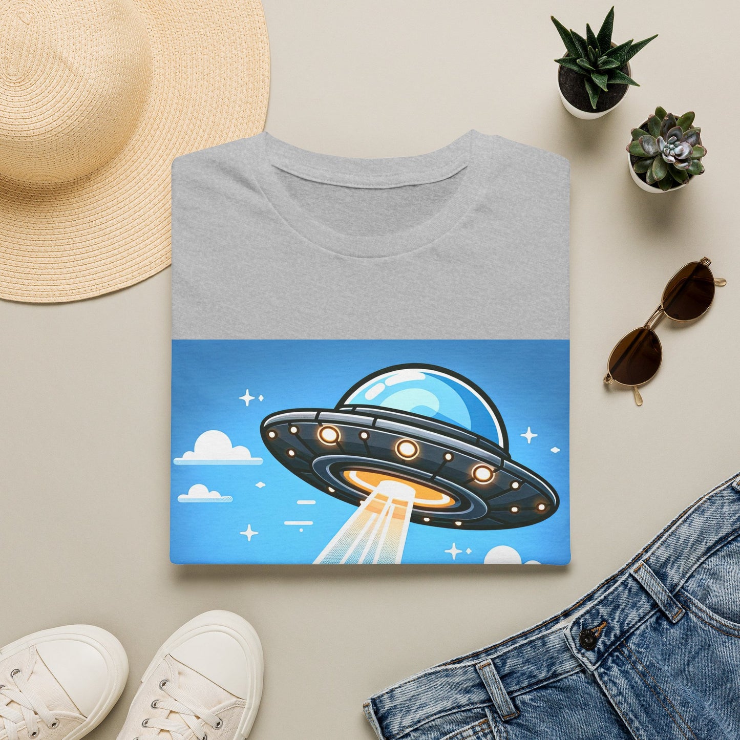 UFO Bear Abduction, Unisex Softstyle T-Shirt