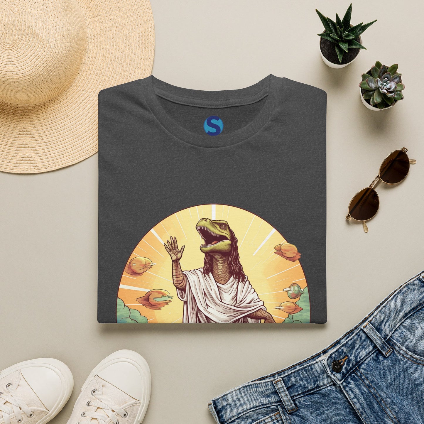 Dinosaur Jesus ~ Unisex Softstyle T-Shirt, Dinos, Jesus, UFOs