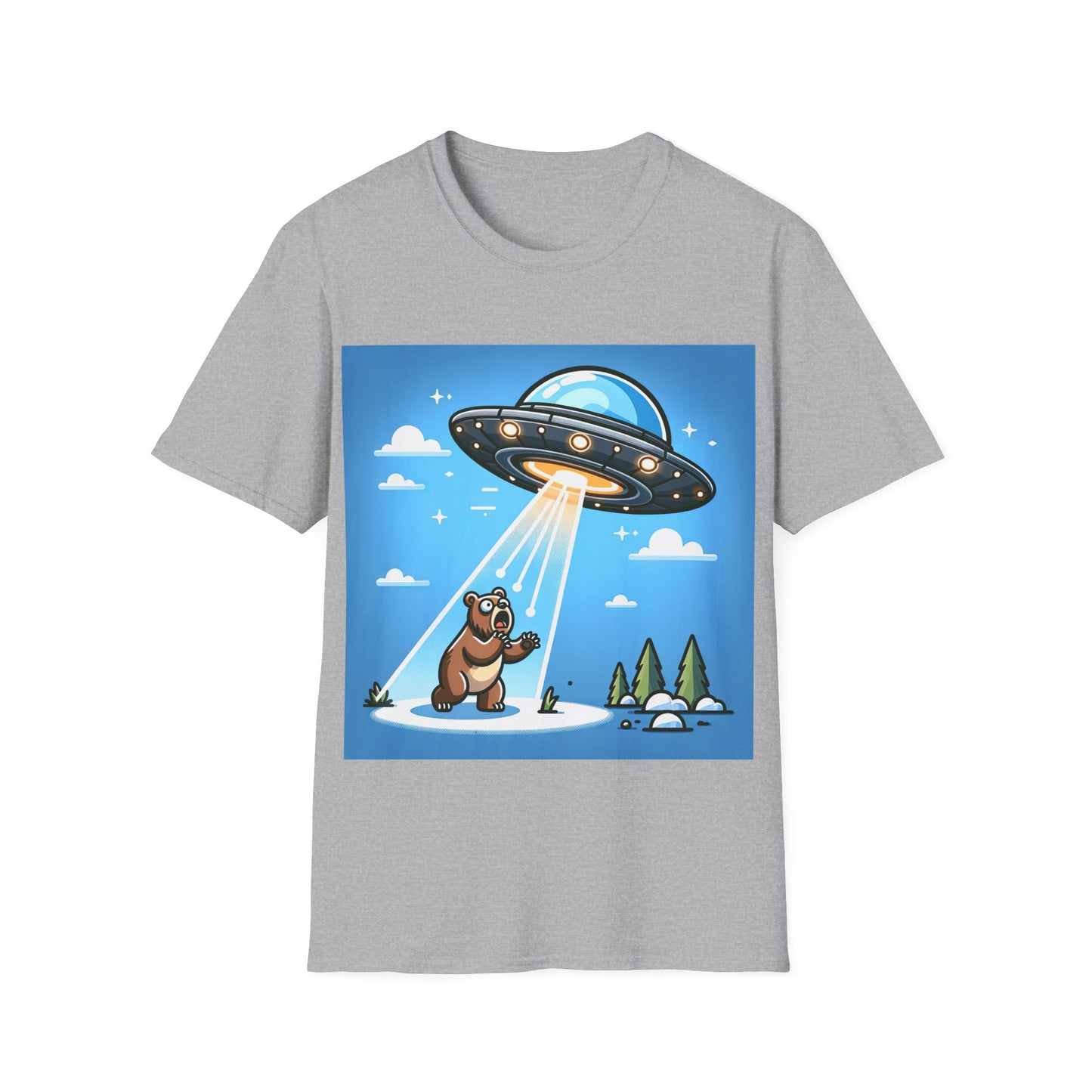 UFO Bear Abduction, Unisex Softstyle T-Shirt