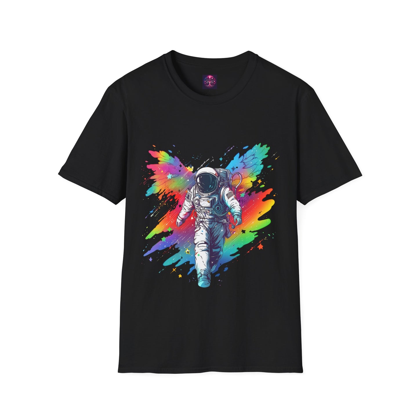 Astronaut Angel T Shirt ~ Cosmic Space Exploration Rainbow Cosmonaut