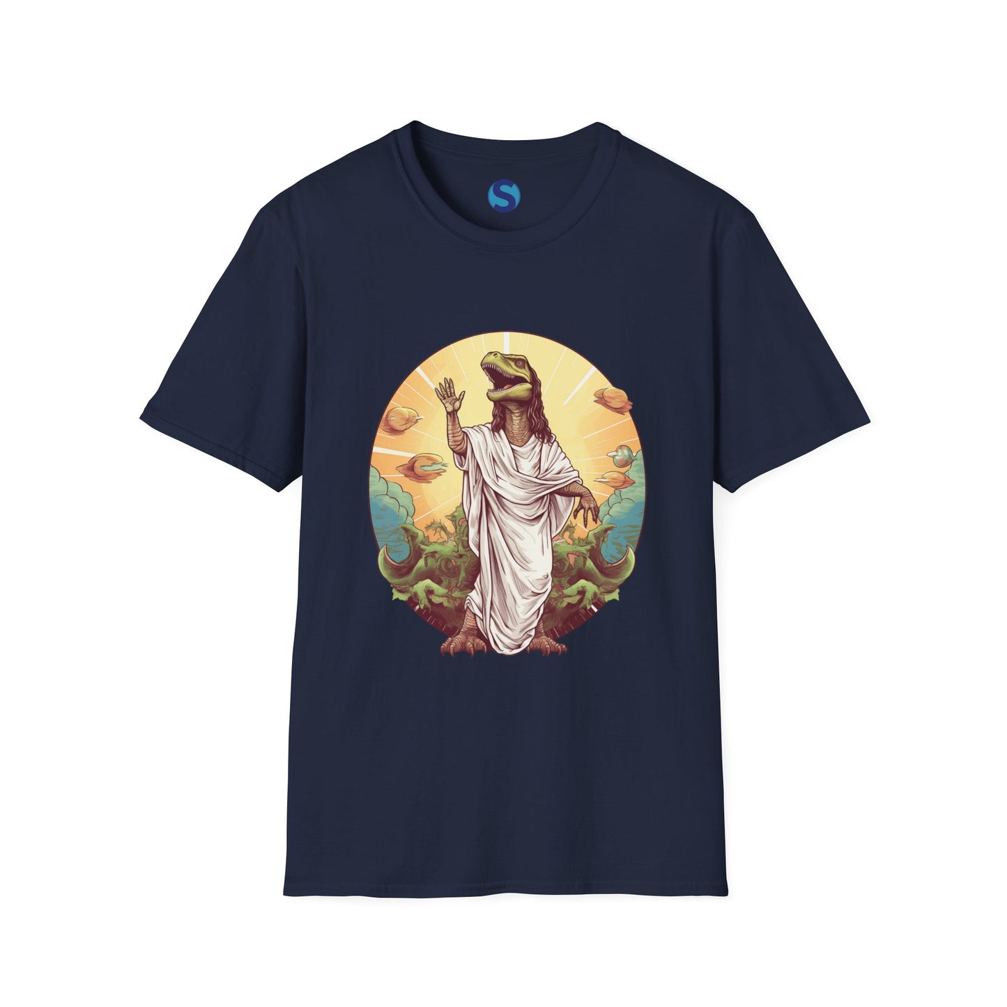 Dinosaur Jesus ~ Unisex Softstyle T-Shirt, Dinos, Jesus, UFOs